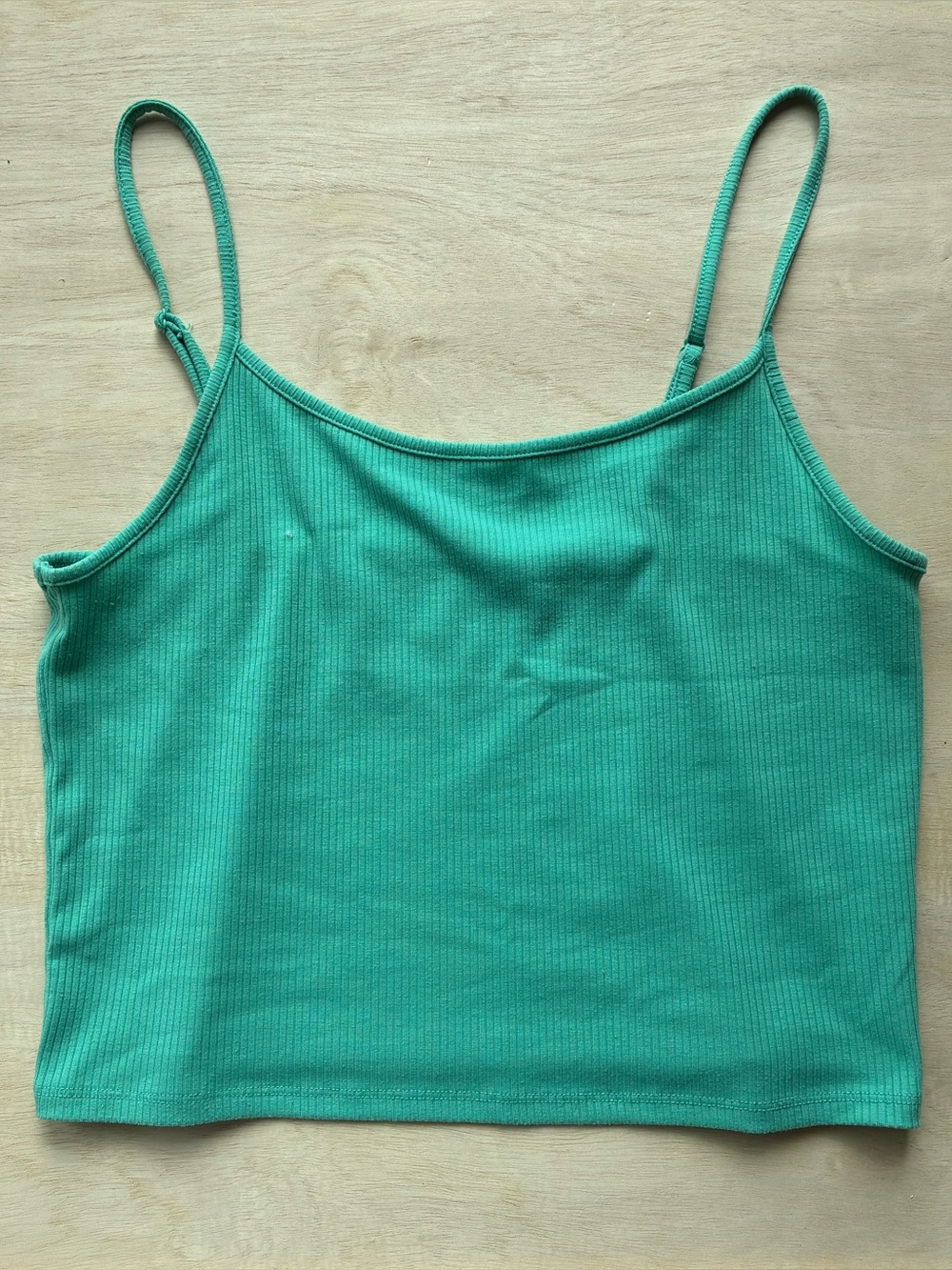 American Eagle Womens L Teal
Ribbed Knit Straight Neck Spaghetti
Strap Crop Cami
